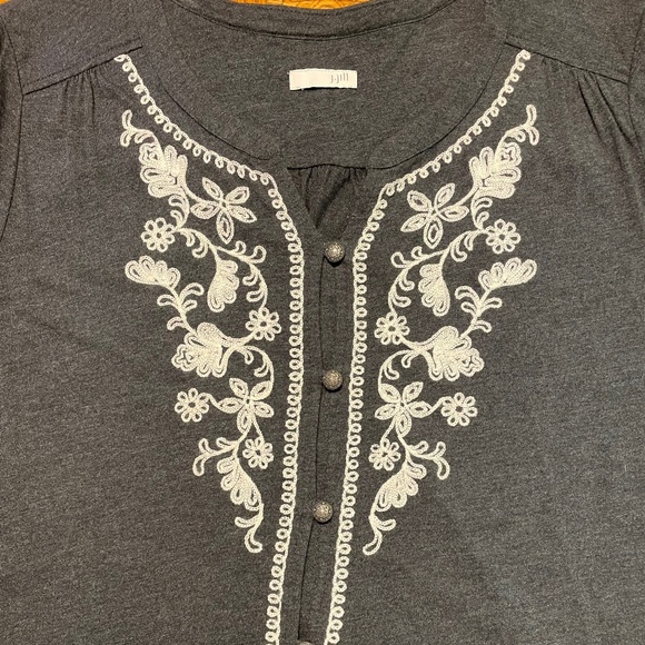 J. Jill Tops - J.Jill Women's Black Embroidered Button Up Tunic, size XL